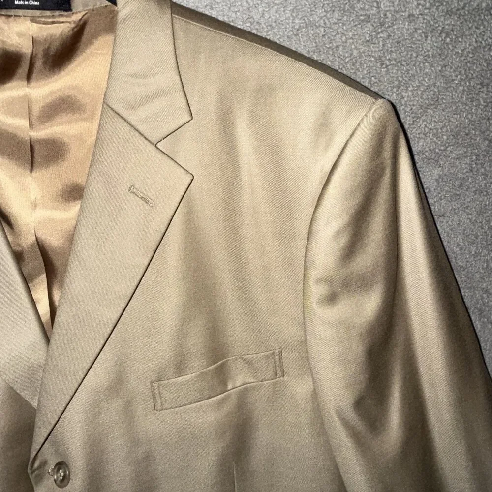 John W. Nordstrom Suit Jacket Blazer 48R Loro Piana Super 120s Wool 3-Button Tan